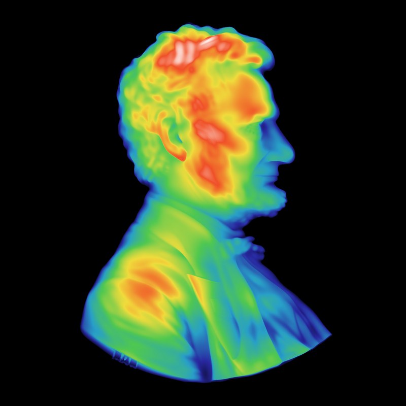Lincoln, as a height map in false colour